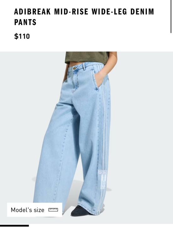 adidas Denim - ADIDAS Washed Blue Wide-Leg Jeans with 3 Stripes